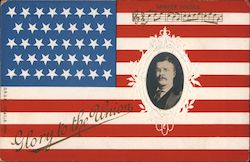 Oval Portrait of T. Roosevelt / 38-Star American Flag Postcard