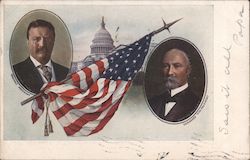 Oval Portraits of T. Roosevelt and C. Fairbanks / Capitol Building and American Flag Postcard