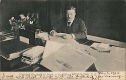 President Roosevelt at Work in his Office, Washington, D.C. Postcard