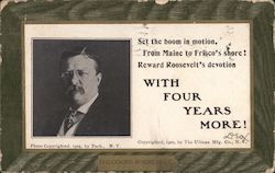 Square Portrait of T. Roosevelt w/ Campaign Slogan / Ullman Mfg. Co., N.Y. Theodore Roosevelt Pach Postcard Postcard Postcard