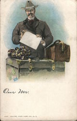 Teddy Roosevelt w/ Bags and Trunk Postcard
