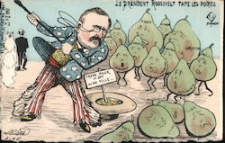 Rare French Le President Roosevelt Tape Les Poires Postcard
