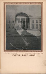 Theodore Roosevelt and White House - Puzzle Post Card Postcard