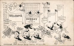 Cartoon of Teddy Roosevelt Visiting City Postcard
