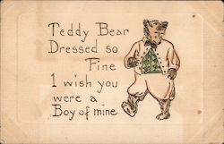 Teddy Bear Dressed so Fine I Wish You Were a Boy of Mine Postcard