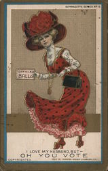 I Love My Husband, but - Oh You Vote - A Woman Holding a Ballot Postcard