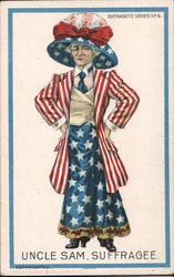 Uncle Sam Suffragee - A Woman Dressed as Uncle Sam Women's Suffrage Postcard Postcard Postcard