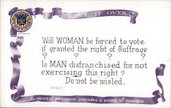 Think it Over. An Ounce of Persuasion Precedes a Pound of Coercion Women's Suffrage Postcard Postcard Postcard