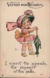 I Want to Speak for Myself at the Polls Women's Suffrage Postcard Postcard Postcard