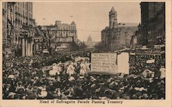 head of Suffragette Parade Passing Treasury Postcard
