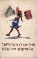 What us Girls want are Laws, to make the Boys come see us more often. Women's Suffrage Postcard Postcard Postcard