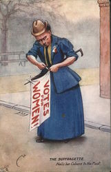 The Suffragette Nails Her Colours to the Mast Postcard