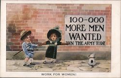 Work For Women! 100-00 More Men Wanted Join the Army Today Women's Suffrage Postcard Postcard Postcard