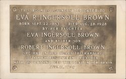 This Room is Lovingly Dedicated to Eva R. Ingersoll Brown Postcard