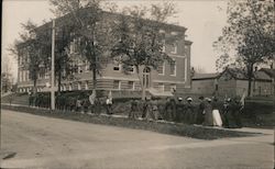 Women Marching for Women's Rights on Sidewalk Postcard