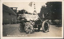 "We farmerettes drive tractors, that's why America feeds the world." Postcard