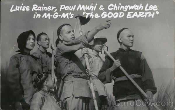 Luise Rainer, Paul Muni & Chingwah Lee in M-G-M's The Good Earth Chinatown San Francisco California