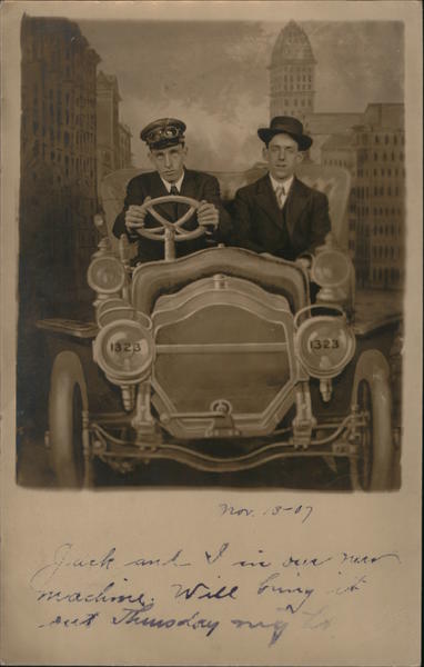 Two Men Posing in a Car San Francisco California
