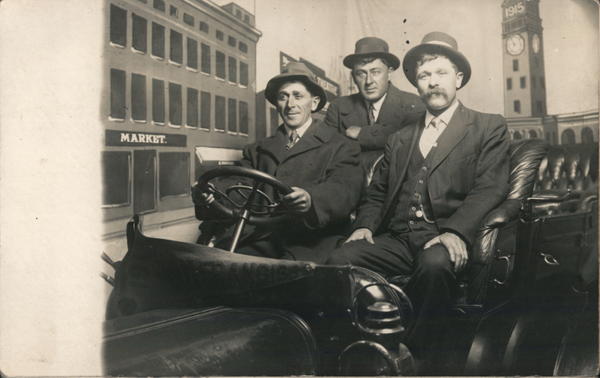 Three Men Posing in a Car San Francisco California