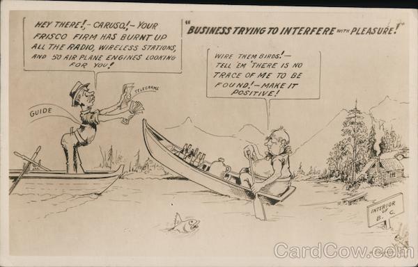 Cartoon of Two Men in Boats San Francisco California