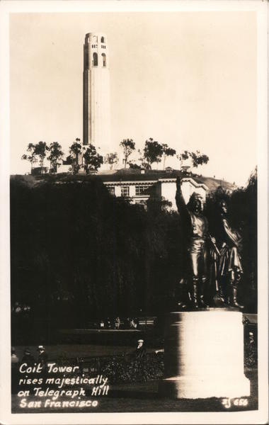 Coit Tower Rises Majestically on Telegraph Hill San Francisco California