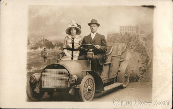 Cliff House A Man and a Woman Posing in a Car San Francisco California