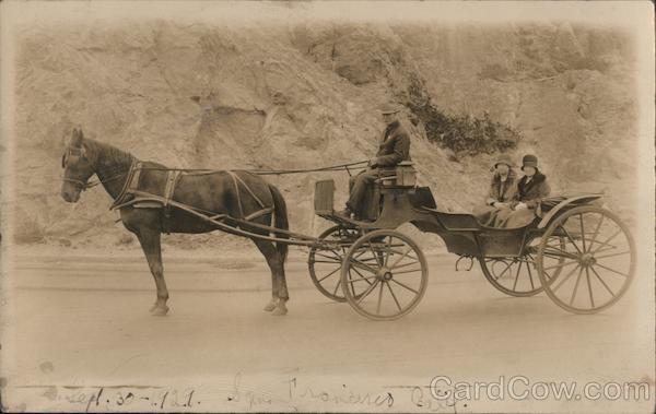Cliff House, Three People in a Horse Drawn Carriage San Francisco California