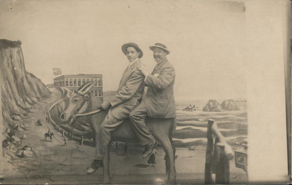 Two Men on a Donkey, Cliff House San Francisco California