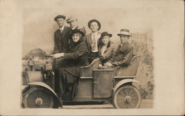 Several Adults Posing in a Car San Francisco California