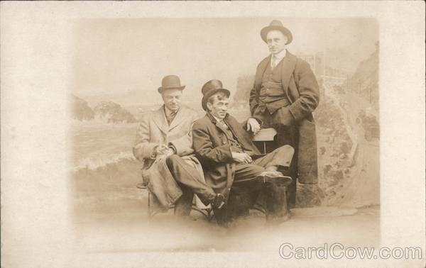 Three Men on a Bench in Front of Cliff House San Francisco California