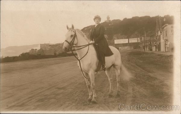 Woman on Horse, South of Cliff House San Francisco California