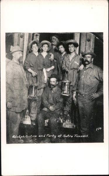 Adolph Sutro and Party at Sutro Tunnell. San Francisco California