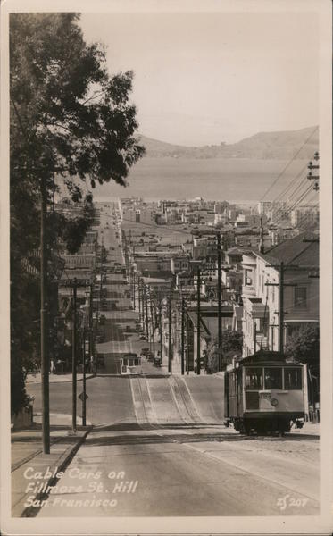 Cable Cars on Fillmore St. Hill San Francisco California