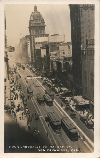 Four car tracks on Market St San Francisco California