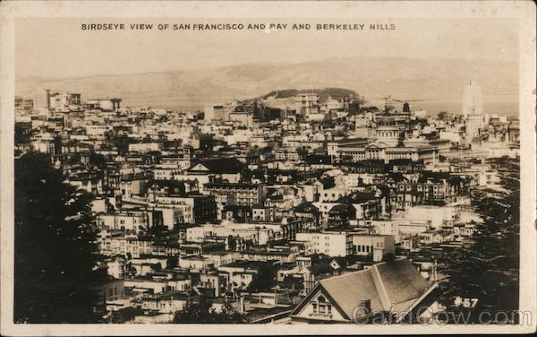 Birdseye View of San Francisco and Bay and Berkeley Hils California