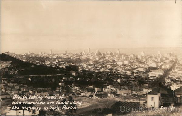 Breathtaking Views of San Francisco are found along the highway to Twin Peaks California