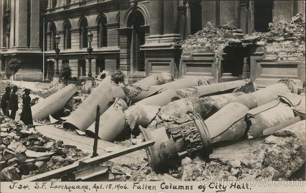 Fallen Columns of City Hall , Earthquake April 18, 1906 San Francisco California