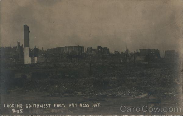 Looking Southwest from Van Ness AVe Earthquake San Francisco California