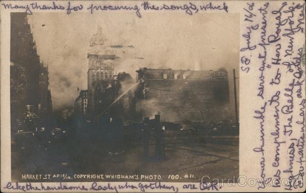 Market St. During Fire Earthquake San Francisco California