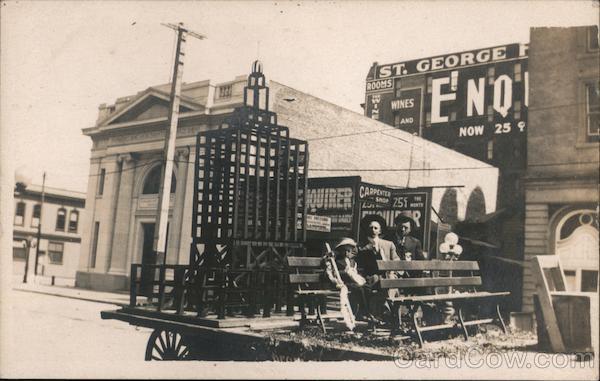 Two Men and a Young Boy Sitting In Front of a Store Earthquake San Francisco California