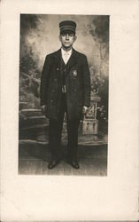 A Man in a Conductors Uniform Postcard