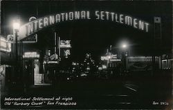 International Settlement at Night Old "Barbary Coast Postcard