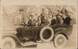 Lots of Men and Women in a Very Large Car Postcard