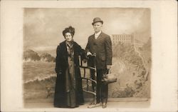 A Man and Women Posing Together Postcard