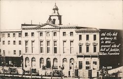 Old City Hall on Kearny St. in 1856 - Present Site of Hall of Justice Postcard