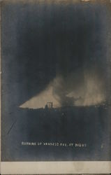 Burning of Vanness Ave. at Night Earthquake Postcard