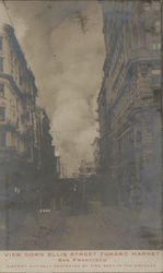 View Down Ellis Street Toward Market Earthquake Postcard