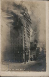 Burning of Call Building Earthquake Postcard