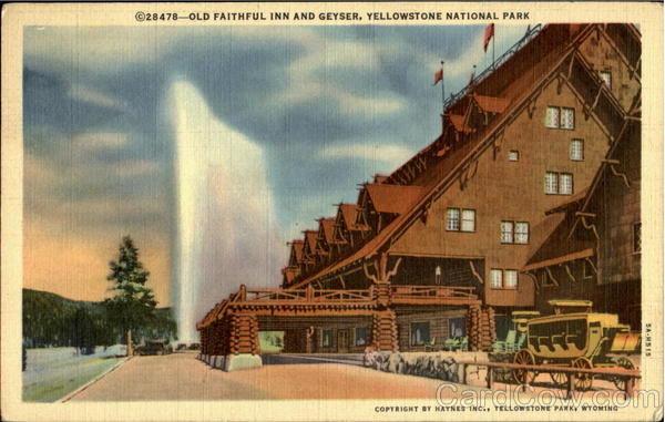 Old Faithful Inn And Geyser, Yellowstone National Park