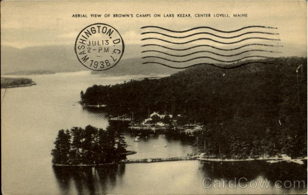 Aerial View Of Brown's Camps On Lake Kezar Center Lovell Maine